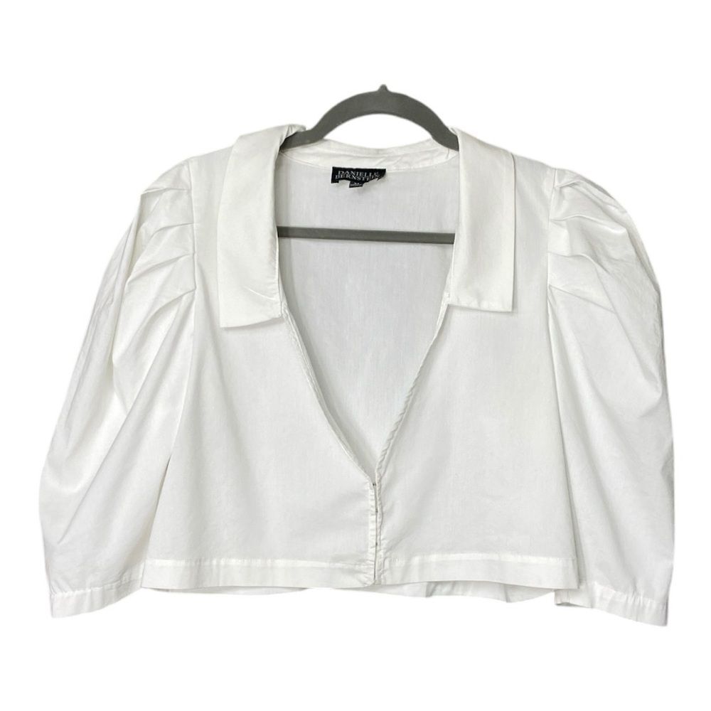 Danielle Bernstein white cropped puff sleeve top size M
